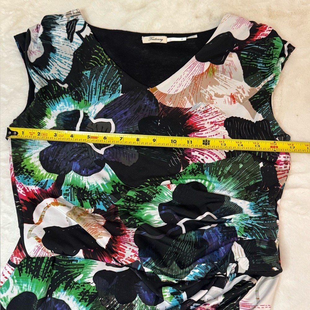 Teaberry Bold Abstract Floral Sheath Bodycon Dress, Classy Business Casual - Picture 12 of 15